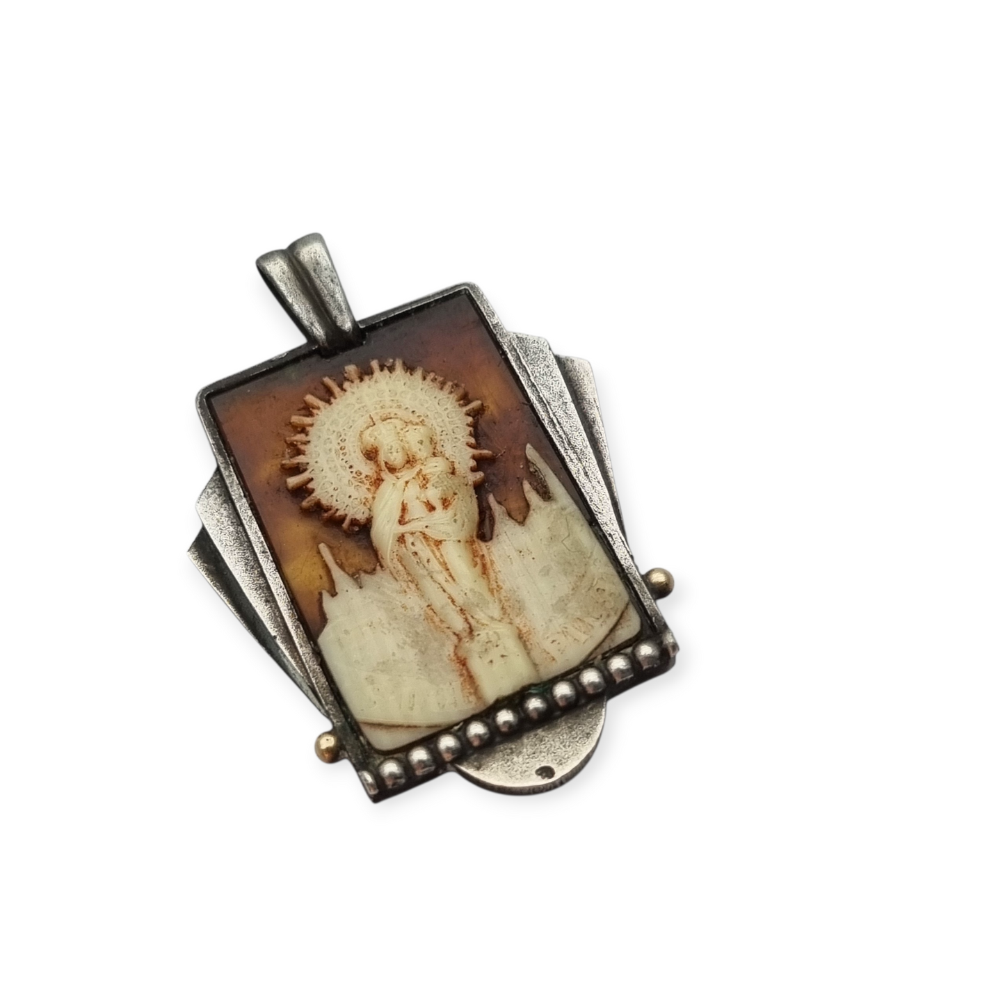 Art Deco silver pendant Virgin of Pilar, Spain circa 1930-40