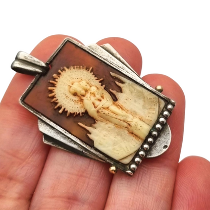 Art Deco silver pendant Virgin of Pilar, Spain circa 1930-40