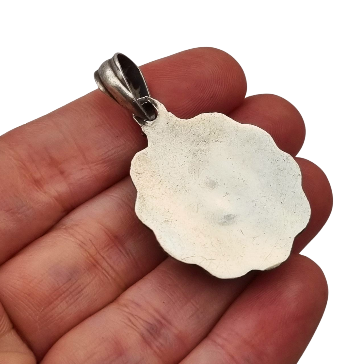 Boho ethnic pendant in 925 silver with colored stones circa 1970