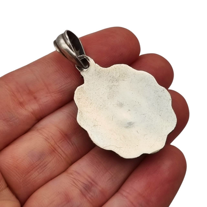 Boho ethnic pendant in 925 silver with colored stones circa 1970