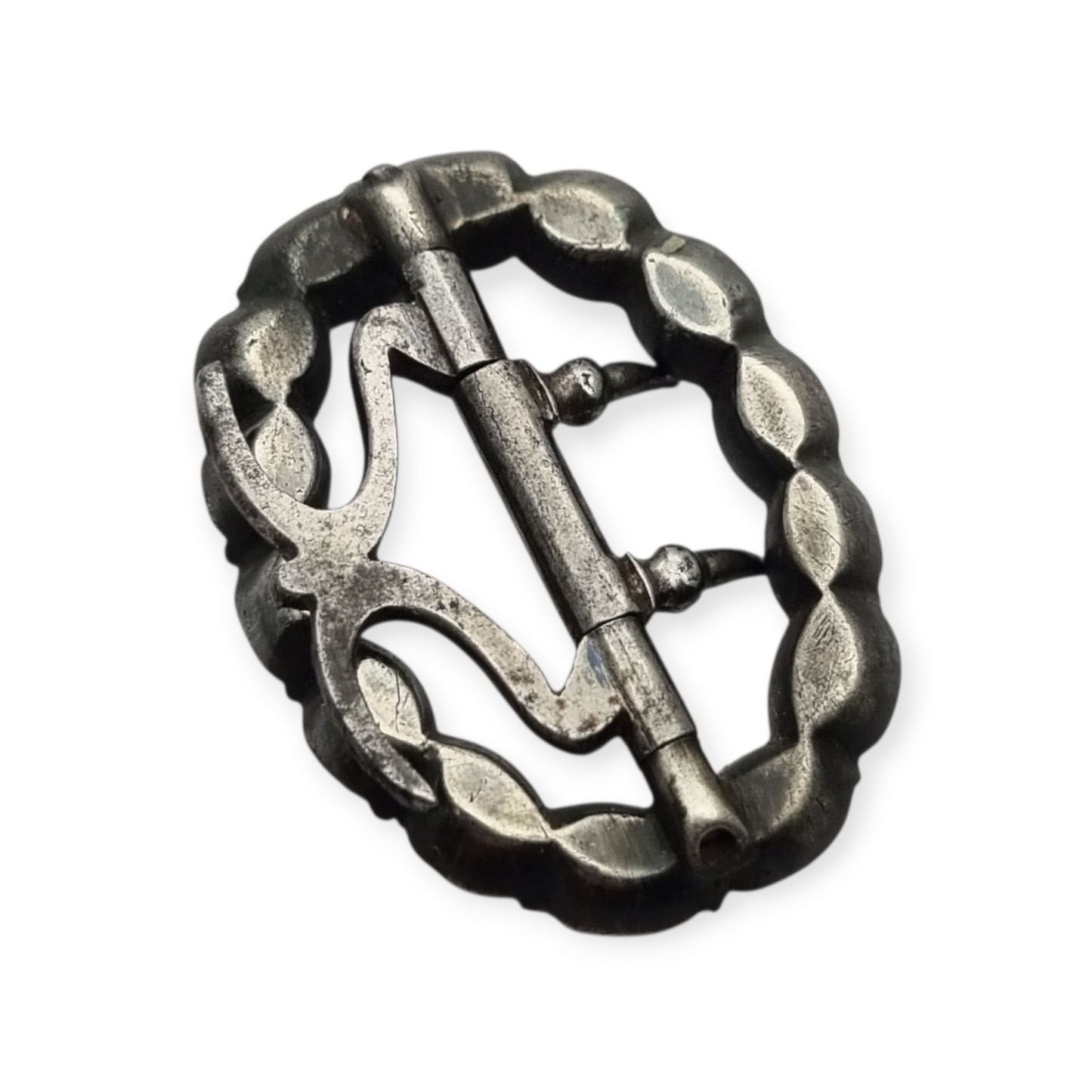 Victorian silver buckle with faceted colorless rhinestones, circa 1900