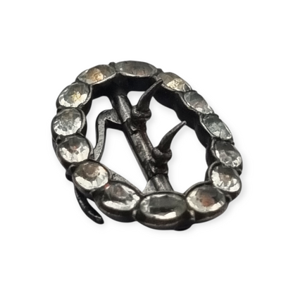 Victorian silver buckle with faceted colorless rhinestones, circa 1900