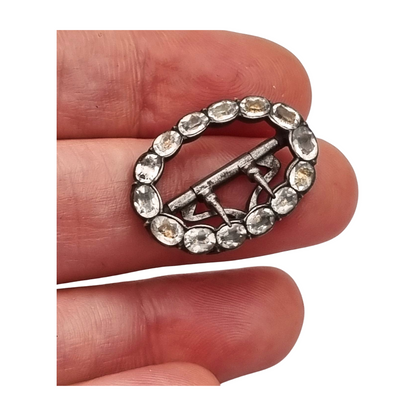 Victorian silver buckle with faceted colorless rhinestones, circa 1900