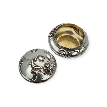 Caja pastillero Art Nouveau plata 950, Cardeilhac París, punzón Minerva 1, Circa 1890-1910