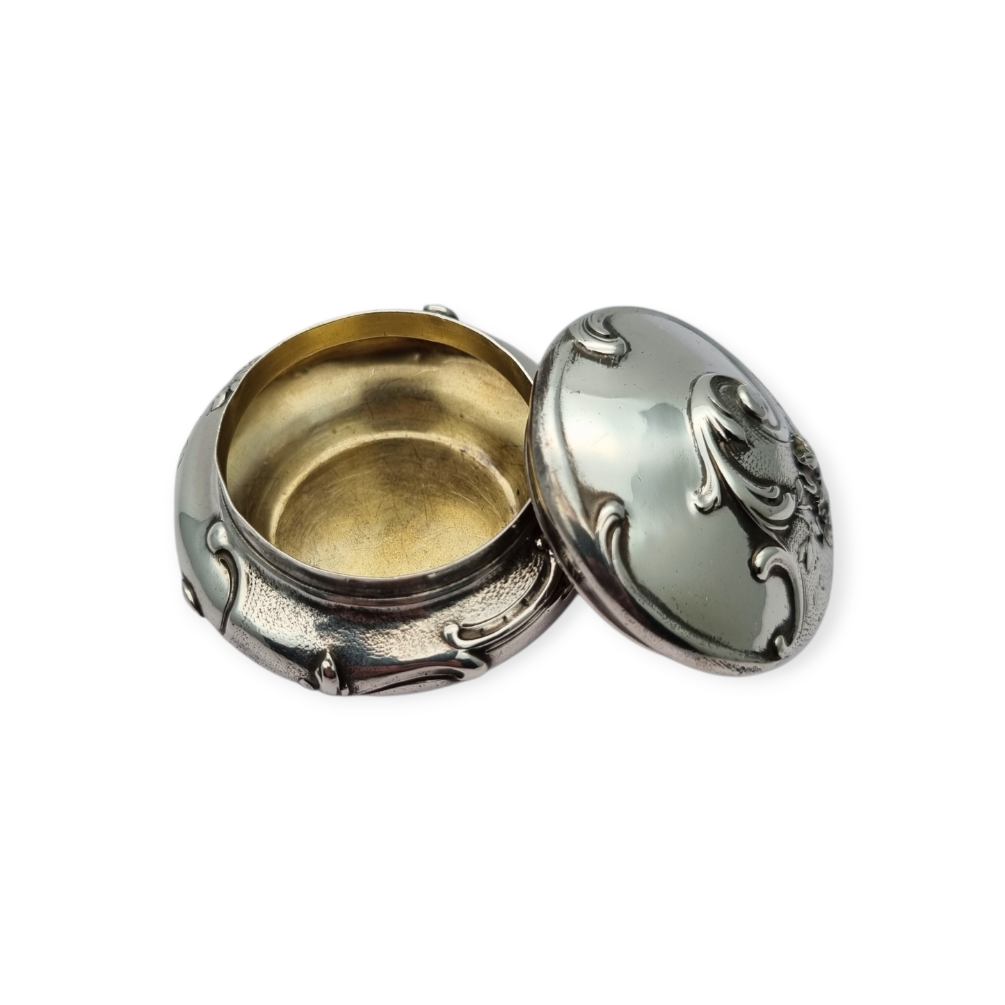 Caja pastillero Art Nouveau plata 950, Cardeilhac París, punzón Minerva 1, Circa 1890-1910
