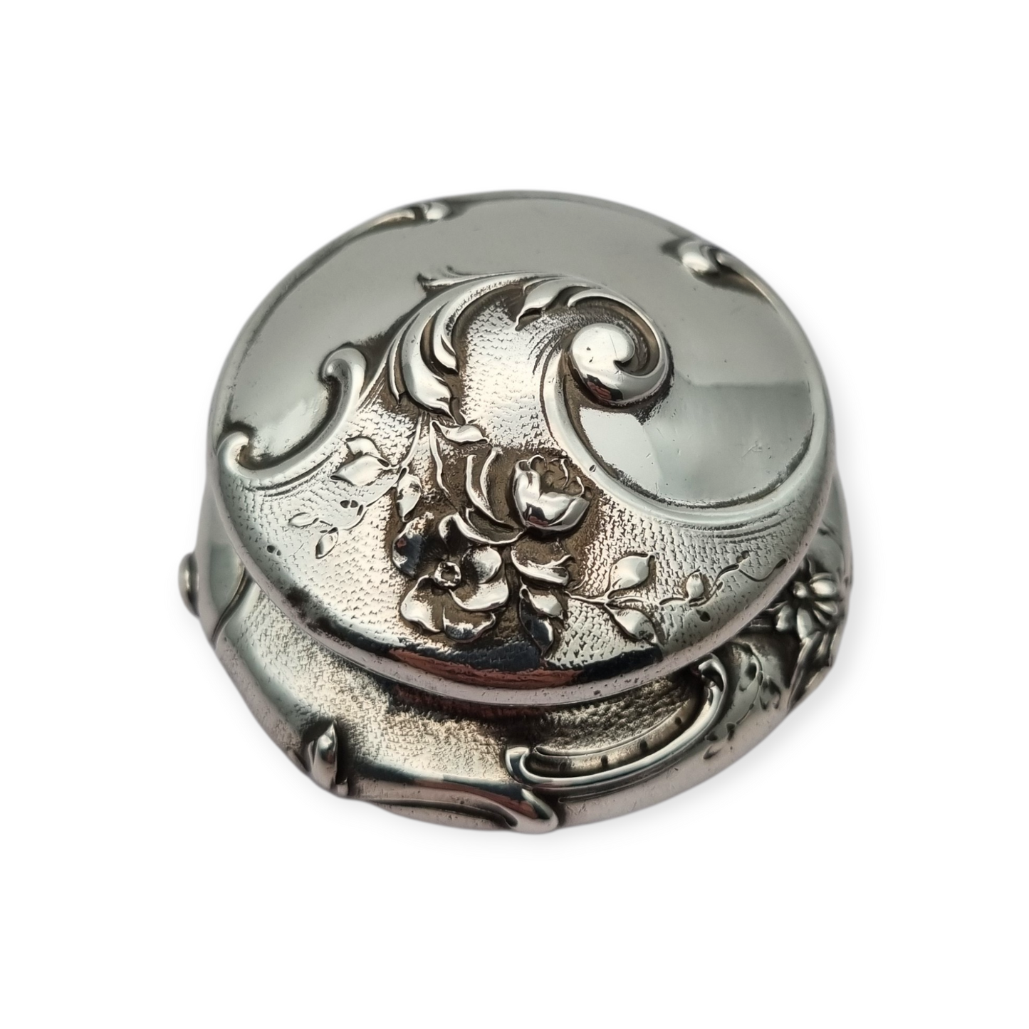 Caja pastillero Art Nouveau plata 950, Cardeilhac París, punzón Minerva 1, Circa 1890-1910