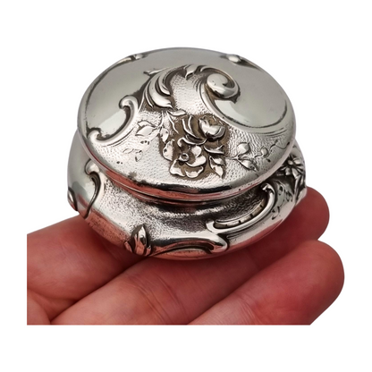 Caja pastillero Art Nouveau plata 950, Cardeilhac París, punzón Minerva 1, Circa 1890-1910