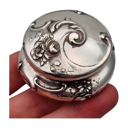 Caja pastillero Art Nouveau plata 950, Cardeilhac París, punzón Minerva 1, Circa 1890-1910