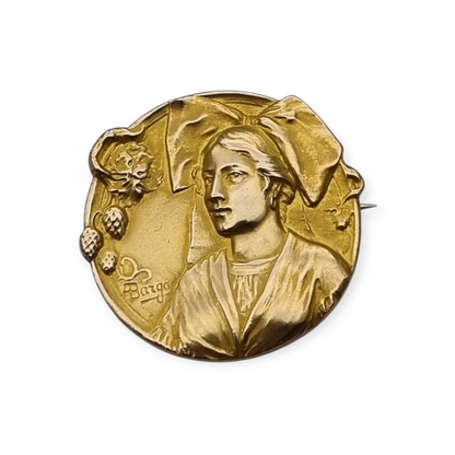 Broche Art Nouveau Oria firmado ABargas, oro lamimado Francia circa 1900