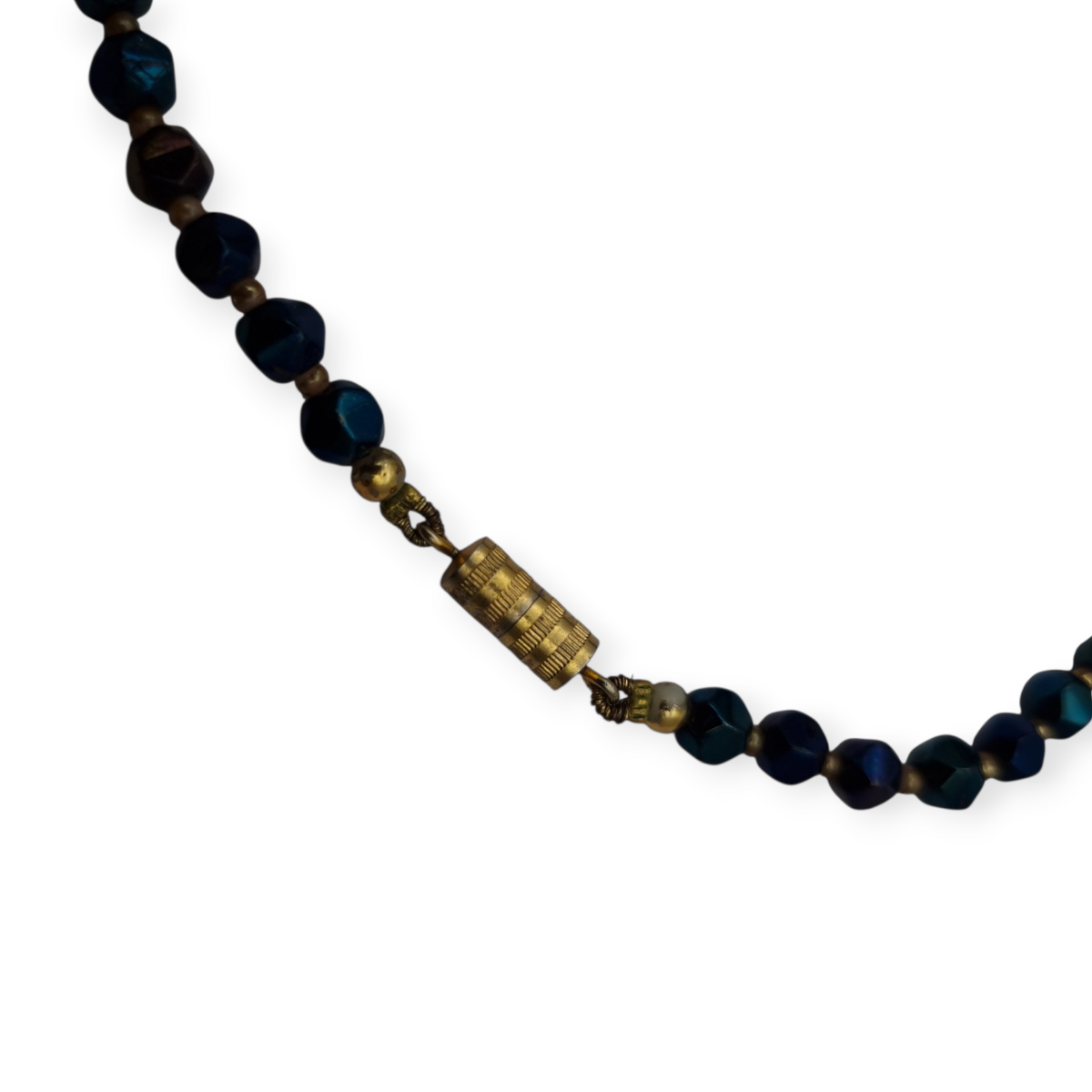 Vintage floral necklace with iridescent beads, leaves, flowers, and blue birds, circa 1990-2000