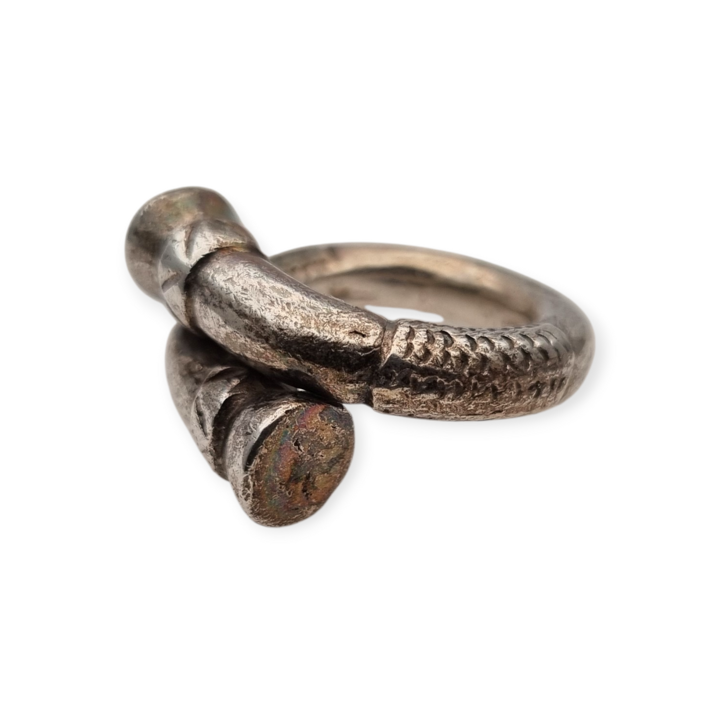 Anillo de plata 800 de Brandimarte Florencia, estilo étnico, acabado rústico, circa 1980