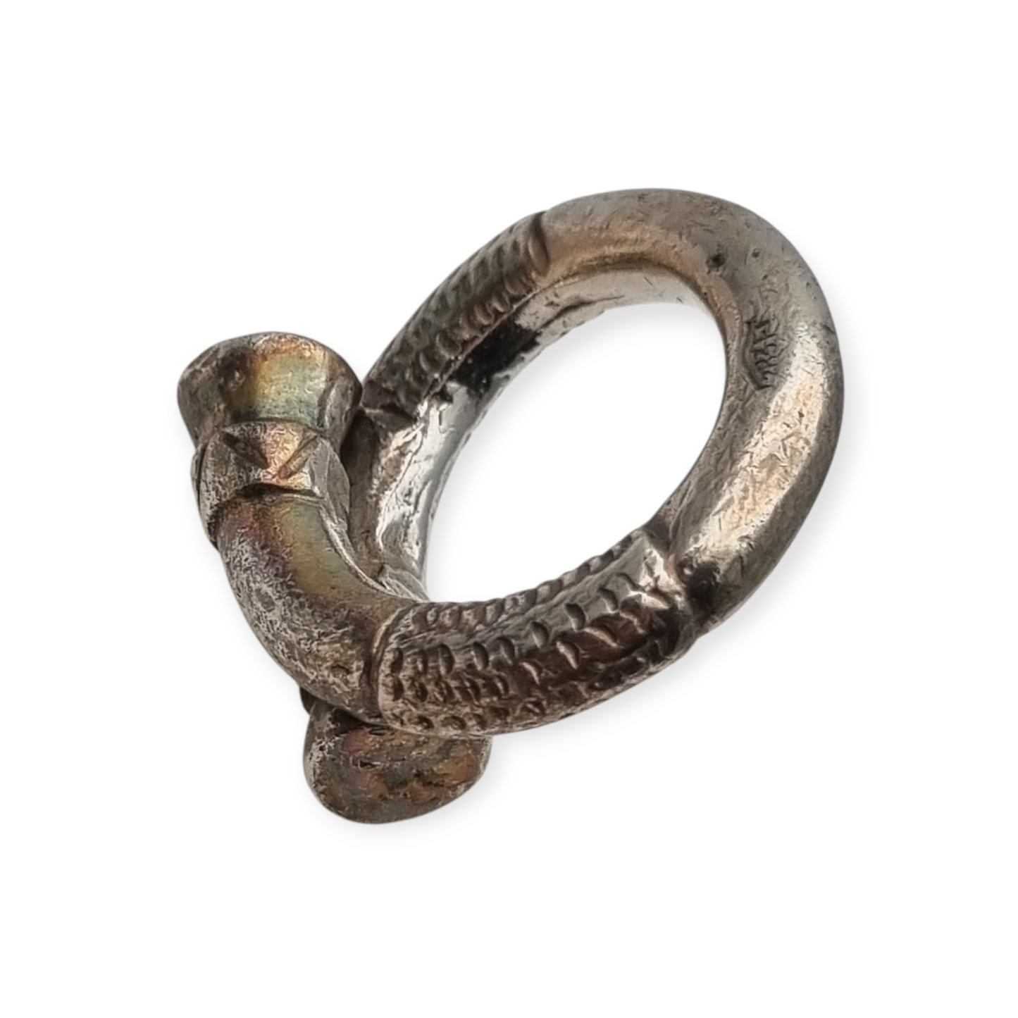 Anillo de plata 800 de Brandimarte Florencia, estilo étnico, acabado rústico, circa 1980