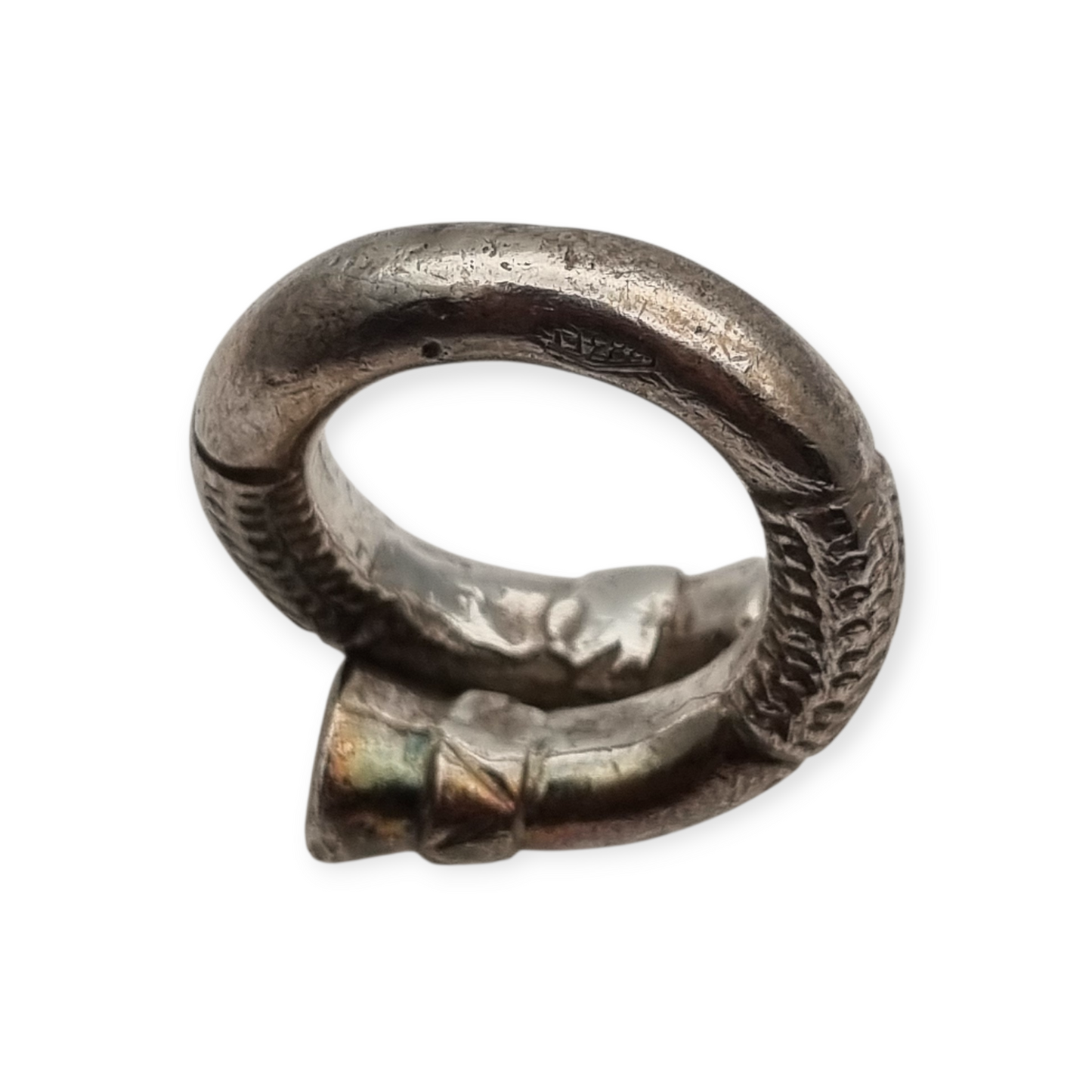 Anillo de plata 800 de Brandimarte Florencia, estilo étnico, acabado rústico, circa 1980
