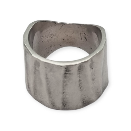 Vintage brutalist wide 925 silver ring, circa 1990