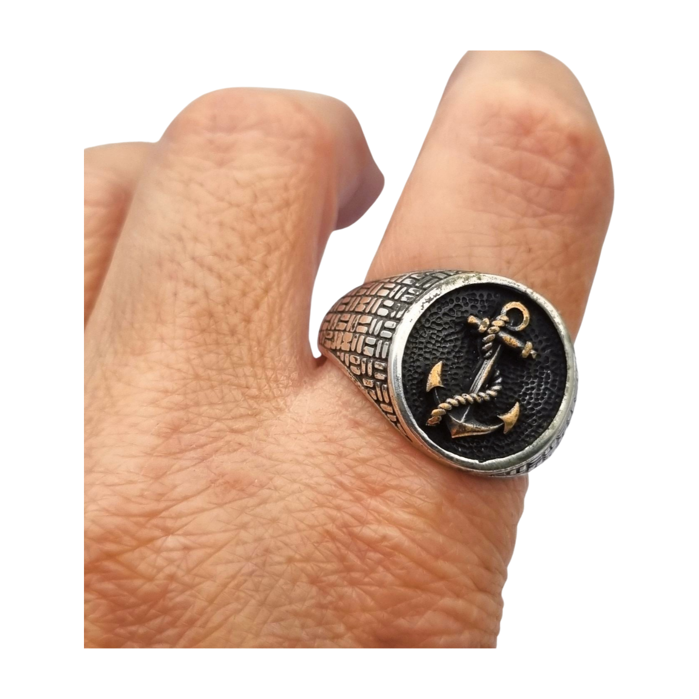 Vintage 925 Silver Ring with Mariner Anchor, circa 1990