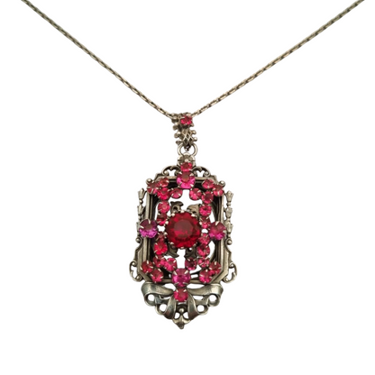 Guardapelo art nouveau de plata con cristales rosas circa 1920