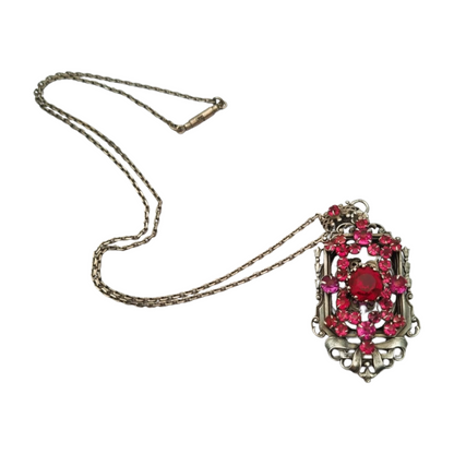 Guardapelo art nouveau de plata con cristales rosas circa 1920