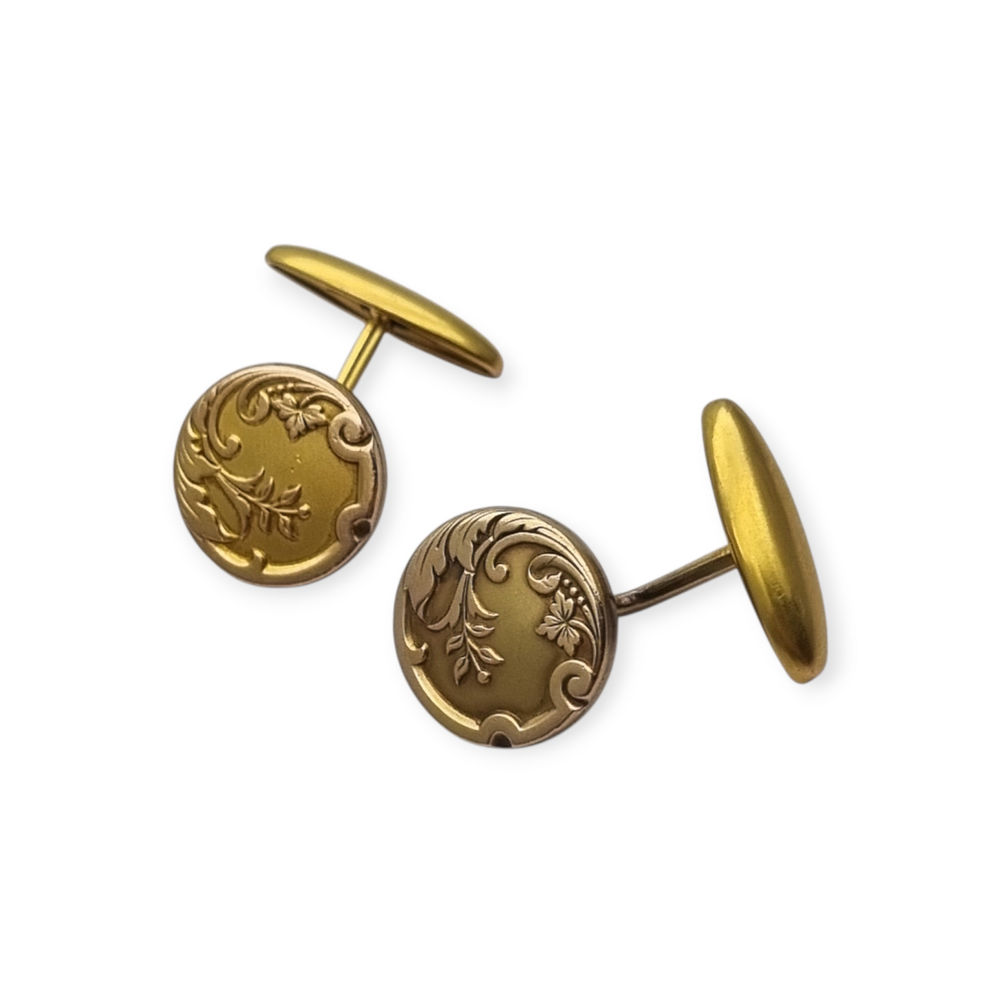 Art Nouveau FIX gold-plated cufflinks with floral engraving, circa 1920