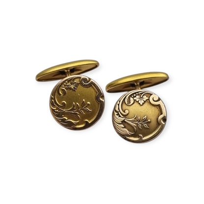 Art Nouveau FIX gold-plated cufflinks with floral engraving, circa 1920