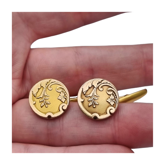 Art Nouveau FIX gold-plated cufflinks with floral engraving, circa 1920