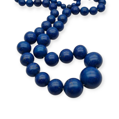 Vintage blue graduated bead lapis lazuli necklace