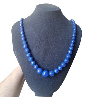 Vintage blue graduated bead lapis lazuli necklace
