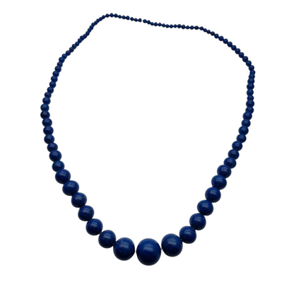 Vintage blue graduated bead lapis lazuli necklace