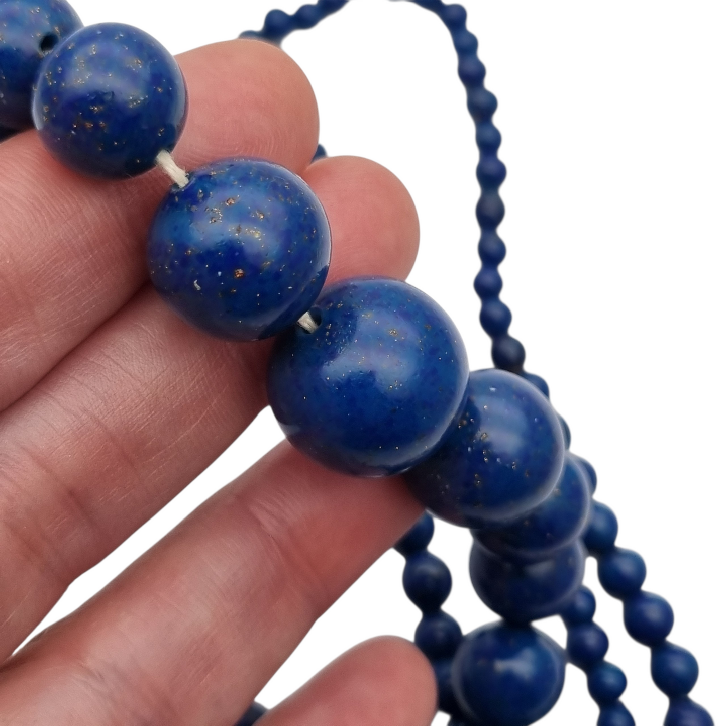 Vintage blue graduated bead lapis lazuli necklace