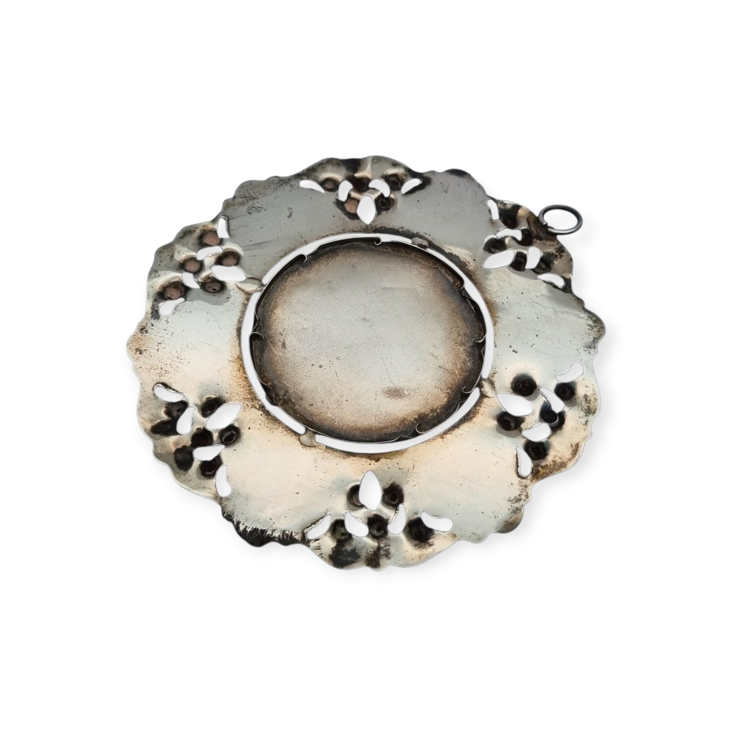 Antique 800 silver cradle medal, openwork with Madonna del Riposo, circa 1960