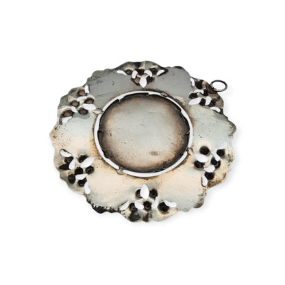 Antique 800 silver cradle medal, openwork with Madonna del Riposo, circa 1960