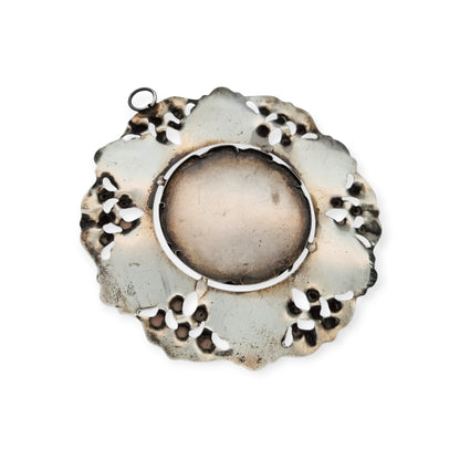 Antique 800 silver cradle medal, openwork with Madonna del Riposo, circa 1960
