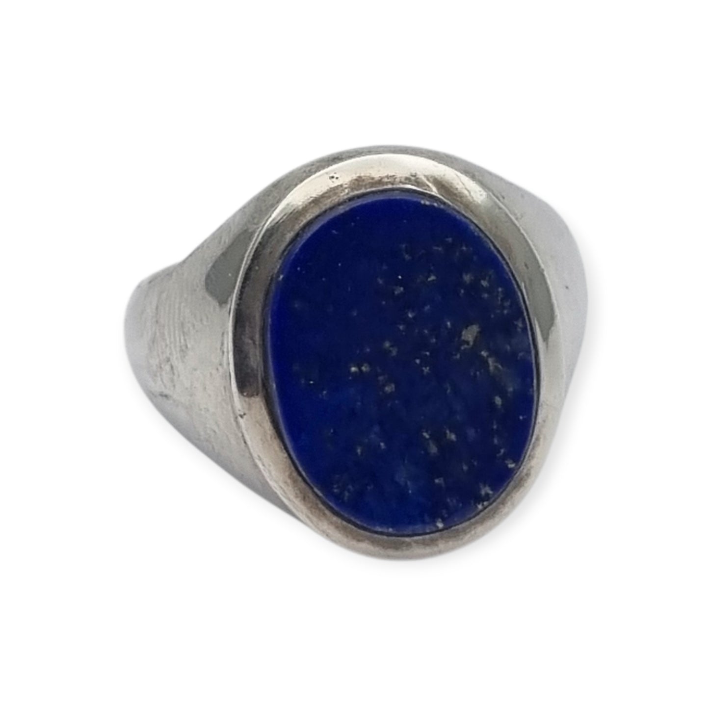 Vintage 925 silver ring with oval blue lapis lazuli, circa 1990