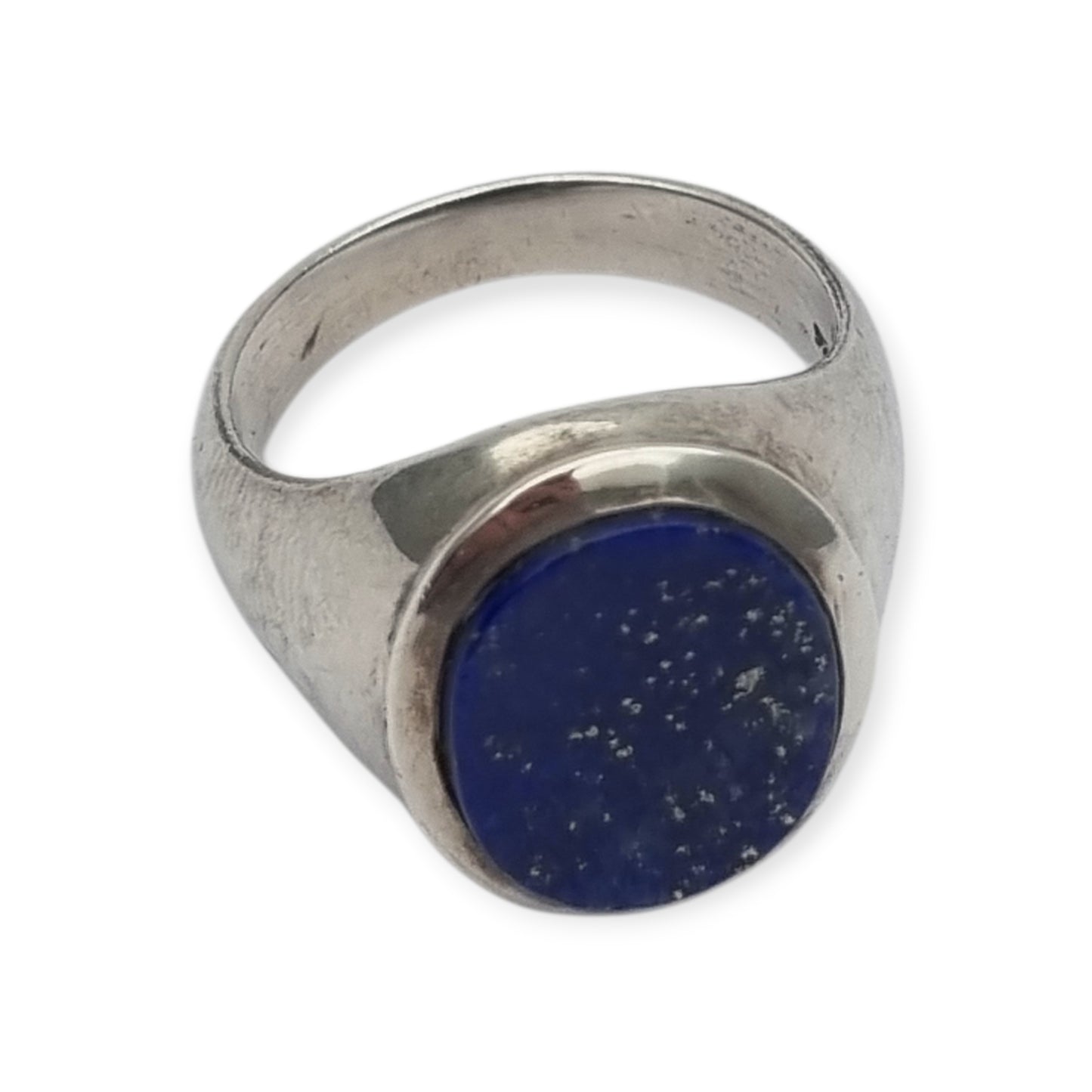 Vintage 925 silver ring with oval blue lapis lazuli, circa 1990