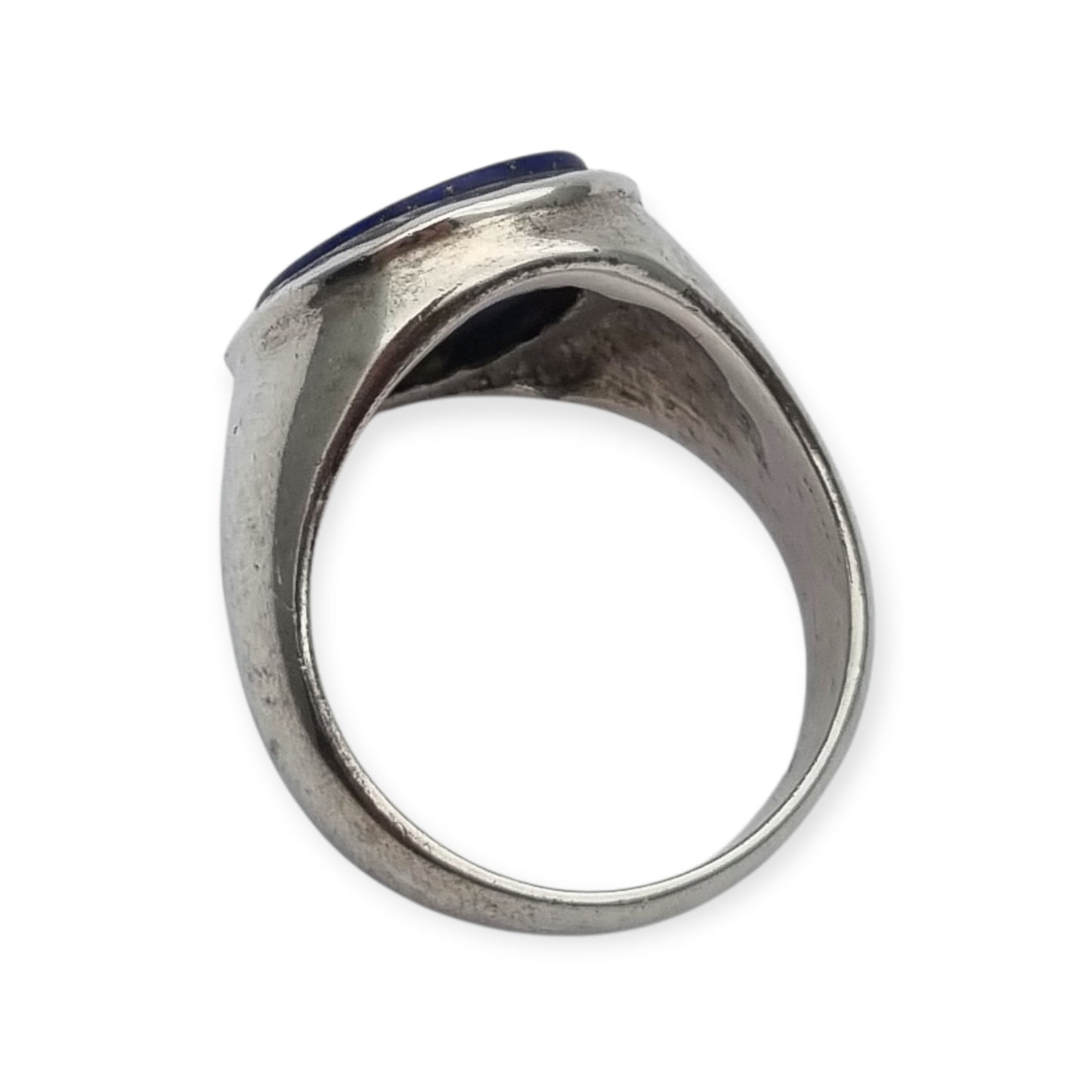 Vintage 925 silver ring with oval blue lapis lazuli, circa 1990