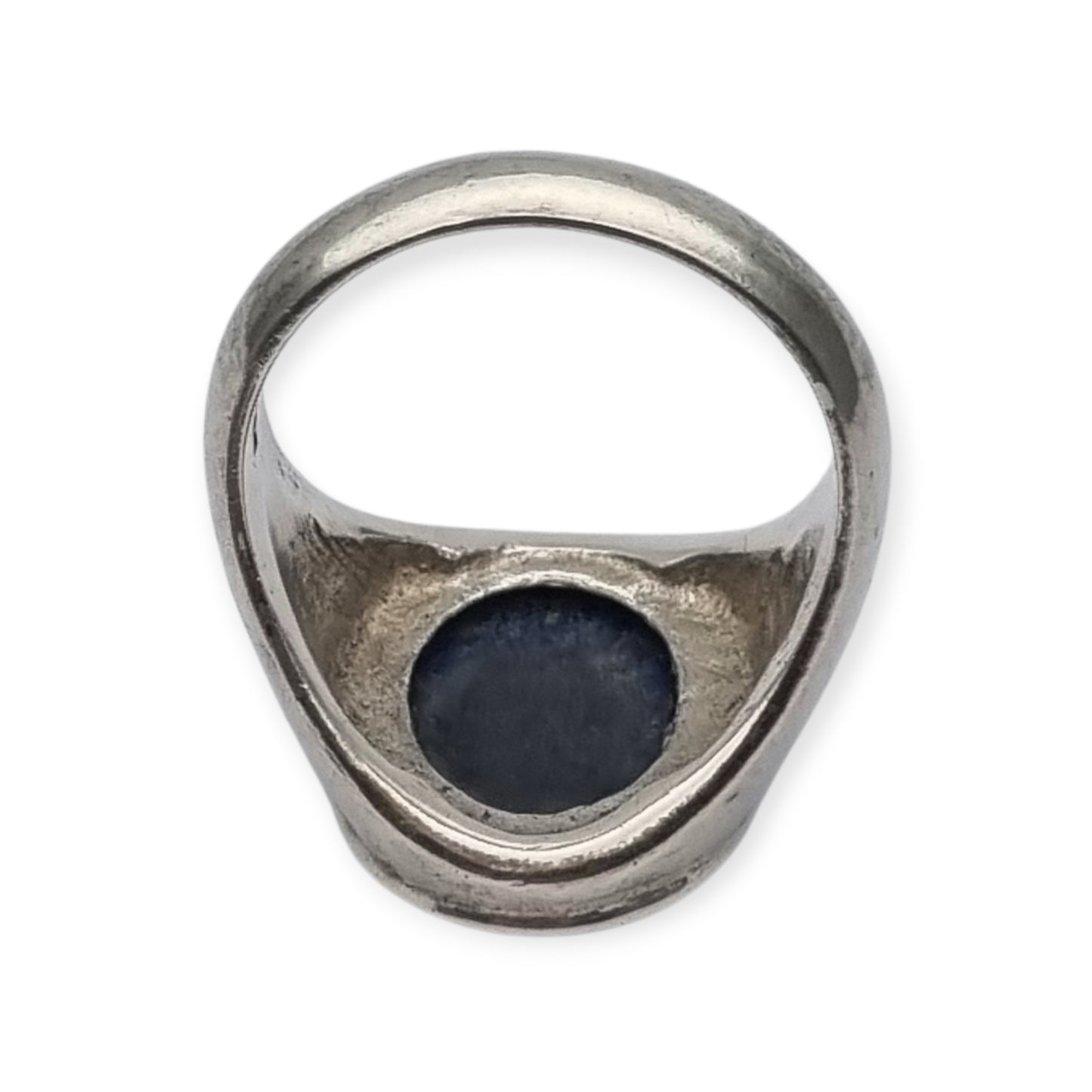 Vintage 925 silver ring with oval blue lapis lazuli, circa 1990