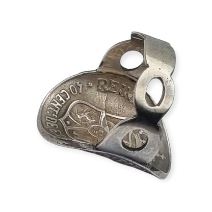 Queen Isabel II 1868 coin ring in silver, numismatic jewelry, circa 1950