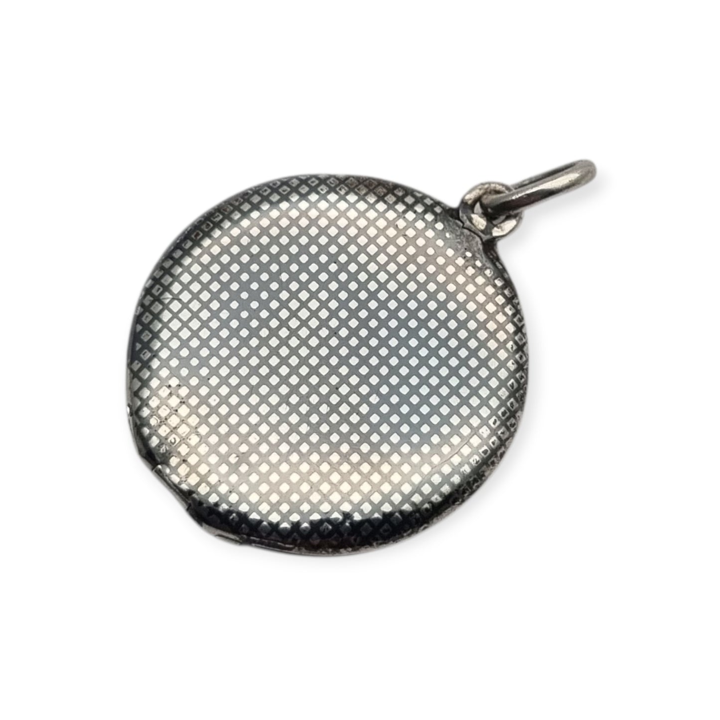Round locket in nielloed 800 silver with hand engravings, circa 1920-1930