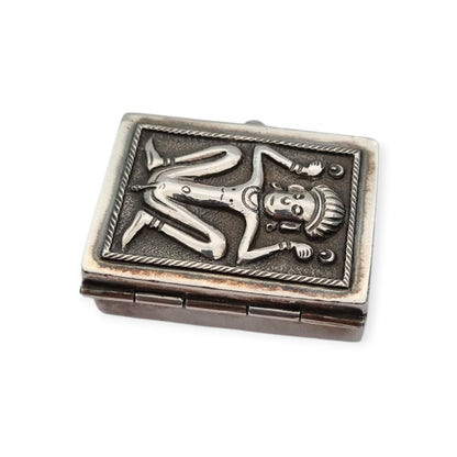 925 silver box with ethnic decoration and agate interior finish, 20th century