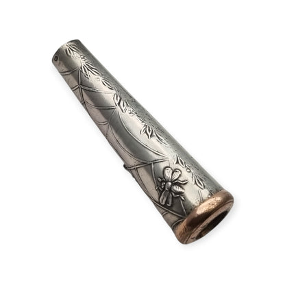 Antique Art Deco Vamp Silver Cigarette Holder with Spider and Bee, Femme Fatale 1920