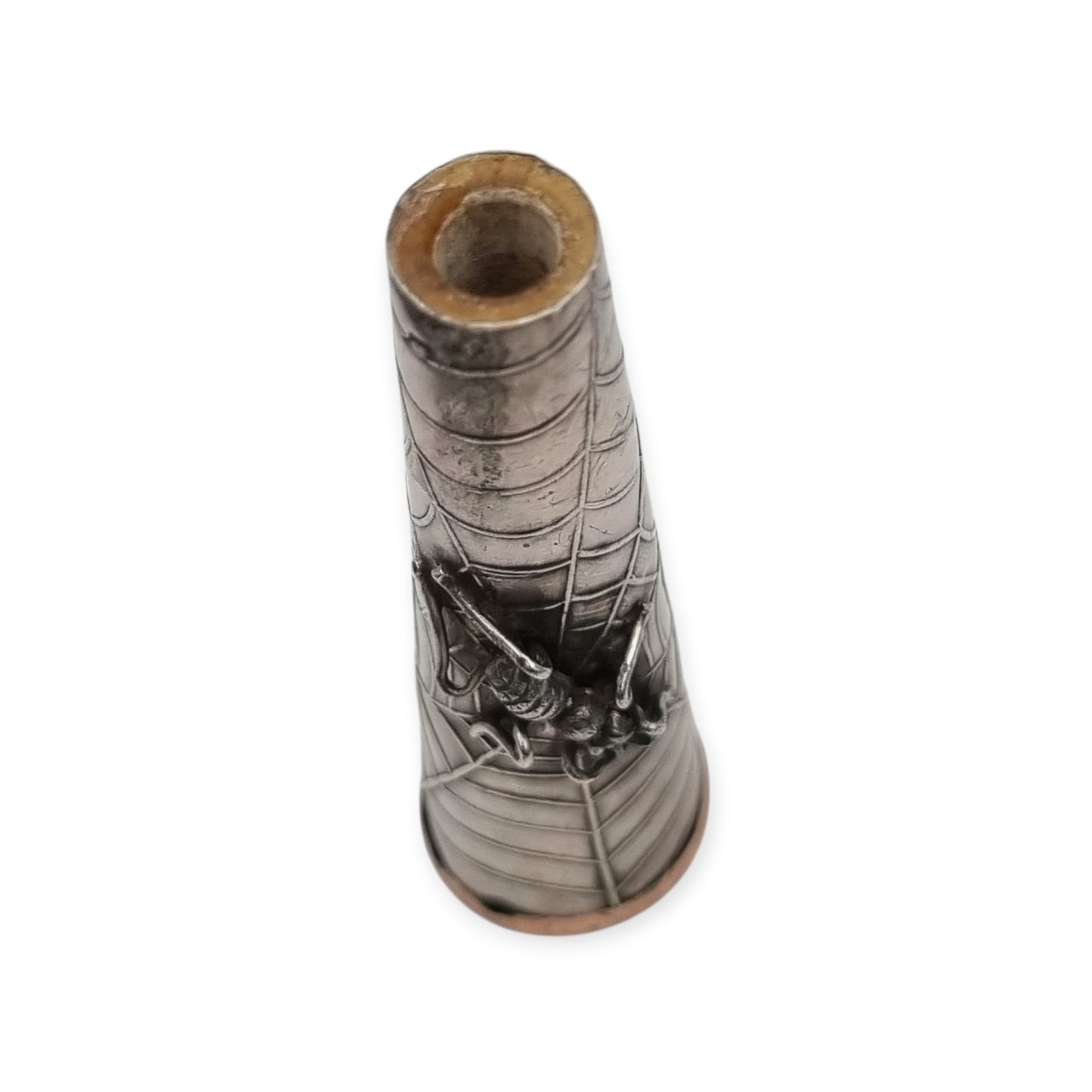 Antique Art Deco Vamp Silver Cigarette Holder with Spider and Bee, Femme Fatale 1920