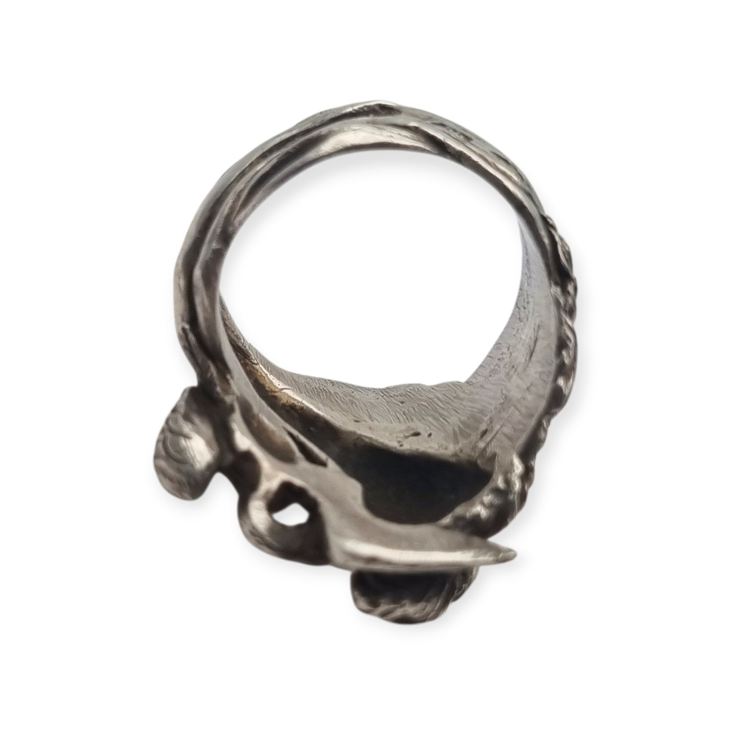 Anillo mitológico de Leda y el cisne en plata 800 italiana estilo modernista siglo XX escultórico