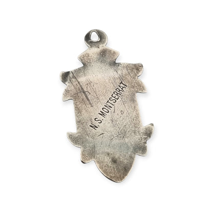 Medalla religiosa La Moreneta  N.S. Montserrat en plata, Cataluña, años 30-40
