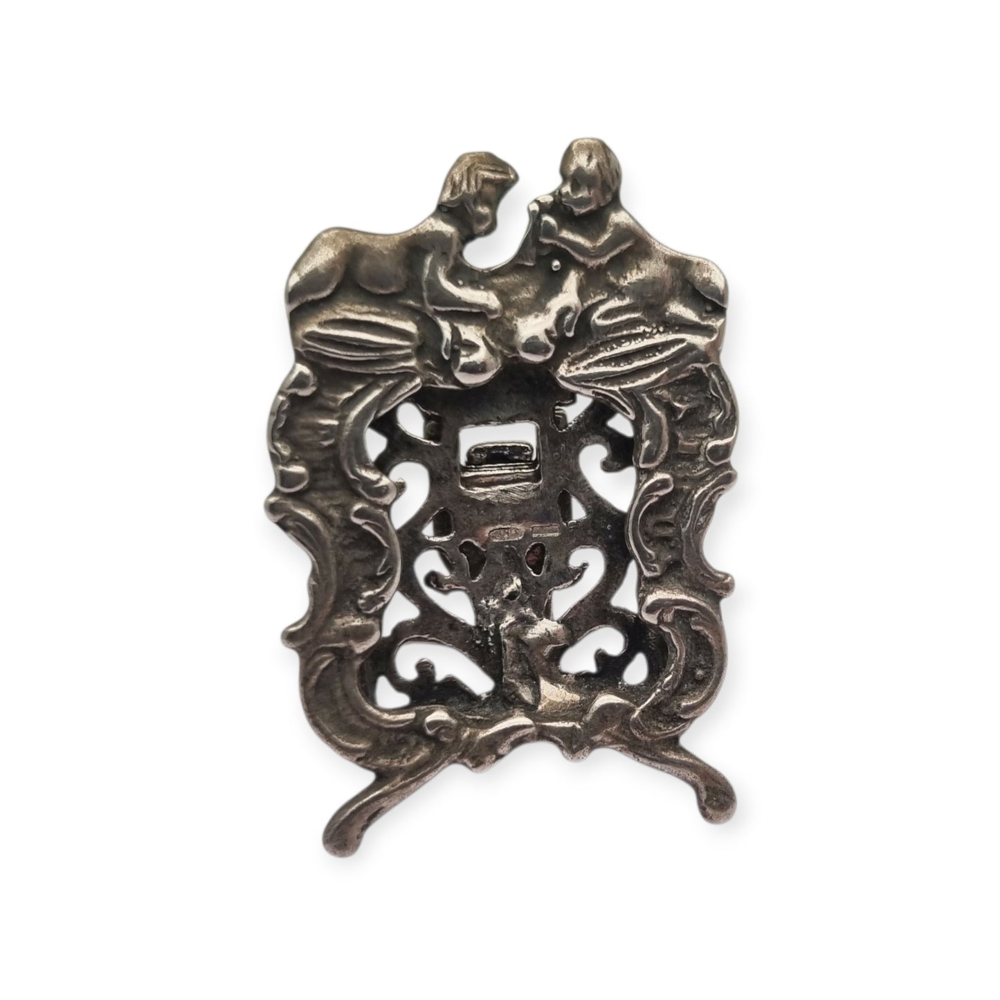 Antique Italian 800 silver children's photo frame, circa 1960, decorative babies