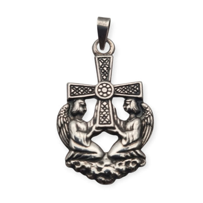 Sterling silver Cruz de los Ángeles pendant, Asturian religious design, circa 1980