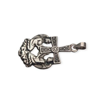 Sterling silver Cruz de los Ángeles pendant, Asturian religious design, circa 1980