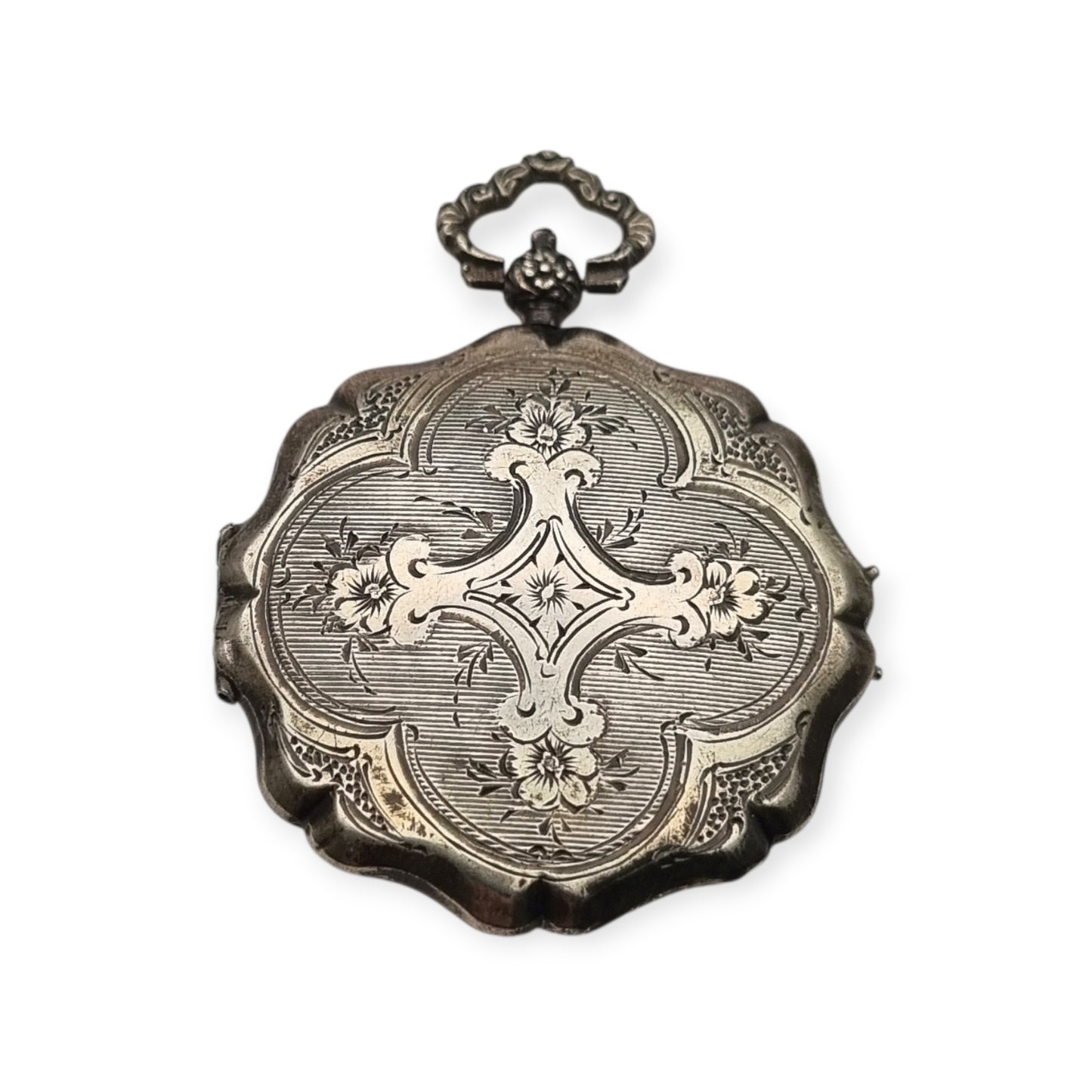 Vinaigrette francesa plata vermeil decoración floral grabada circa 1840-1878