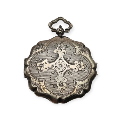 Vinaigrette francesa plata vermeil decoración floral grabada circa 1840-1878