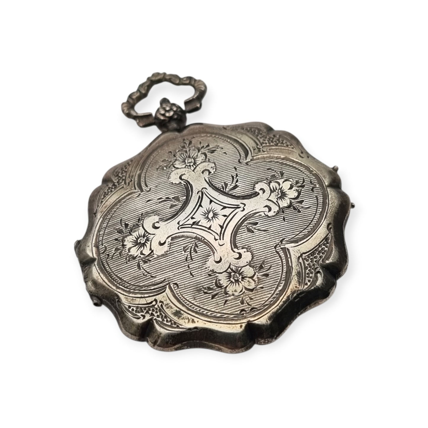 Vinaigrette francesa plata vermeil decoración floral grabada circa 1840-1878