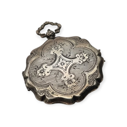 Vinaigrette francesa plata vermeil decoración floral grabada circa 1840-1878