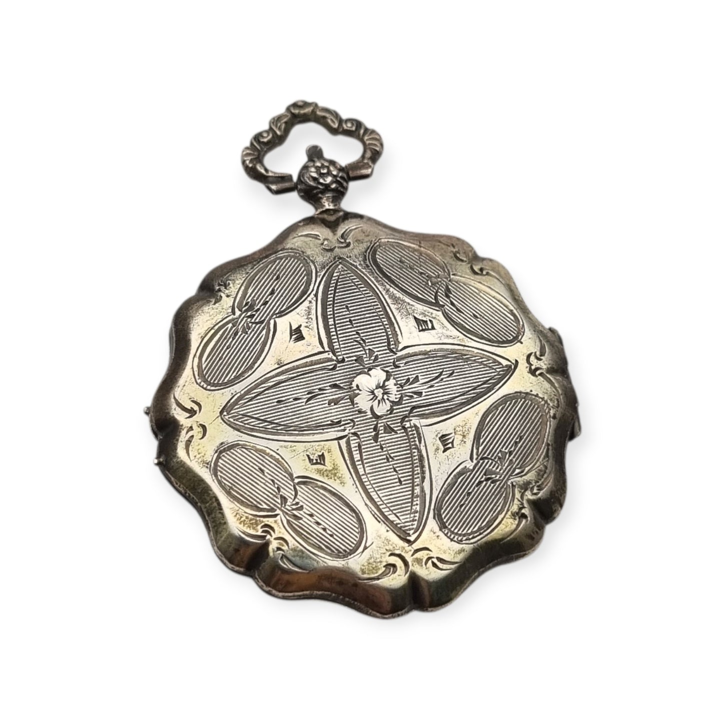 Vinaigrette francesa plata vermeil decoración floral grabada circa 1840-1878